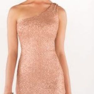 Rosegold sequin asymetrical bridesmaid dress